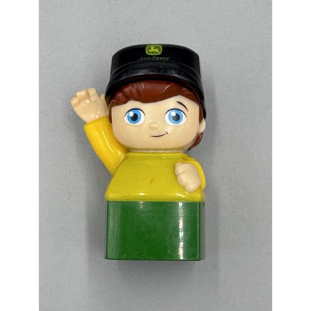 Mega Bloks John Deere Tractor Driver Brown Hair Blue Eyes Green Yellow Waving